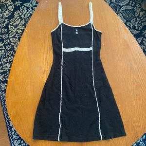 We Gang Young Black Mini Dress with White Lacey Trim